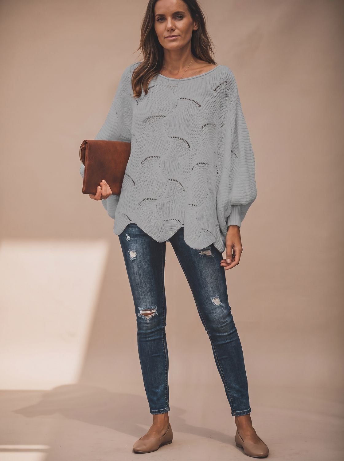 Frieda Oversized Hollow-Out Knit Sweater
