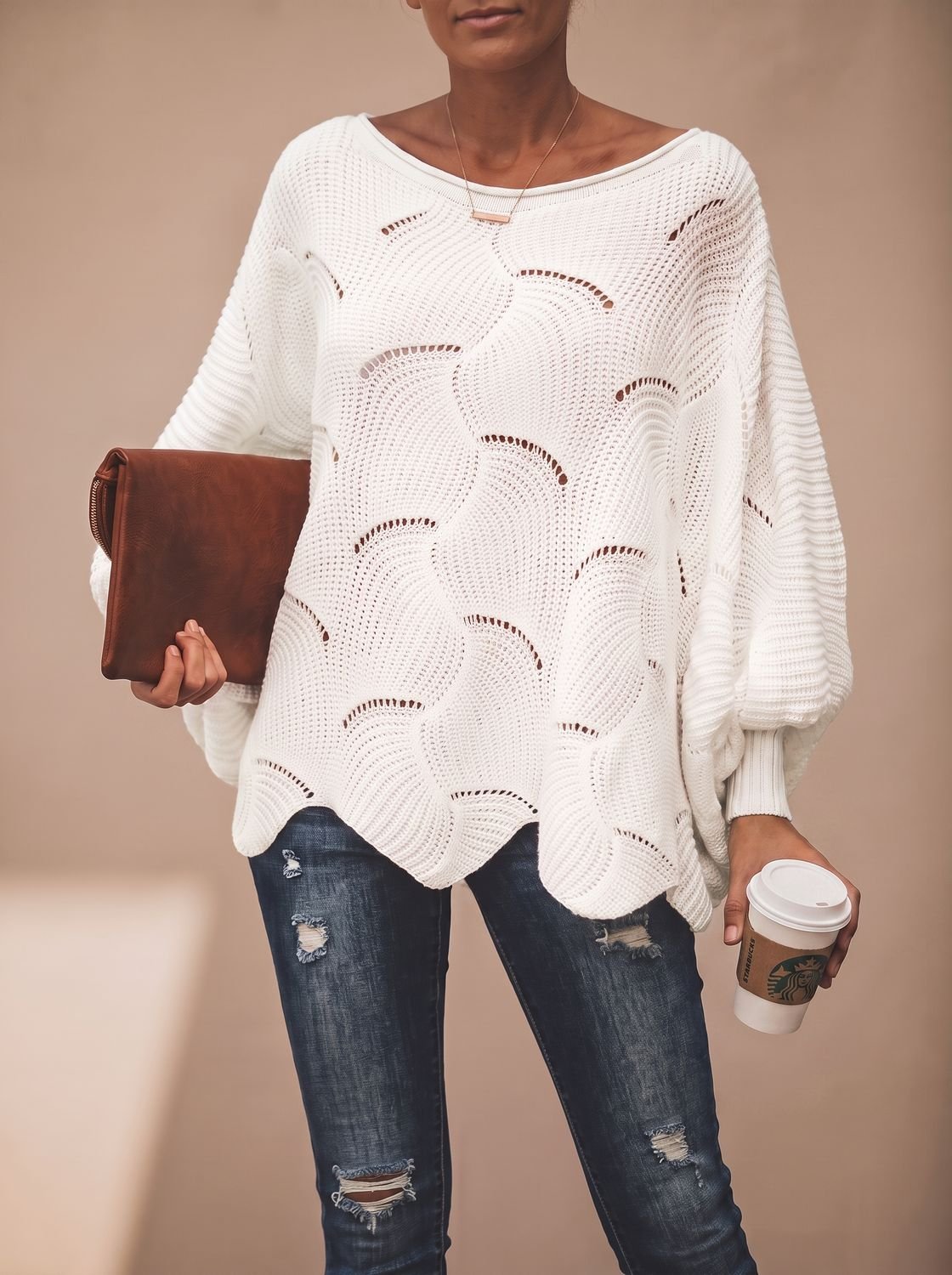 Frieda Oversized Hollow-Out Knit Sweater