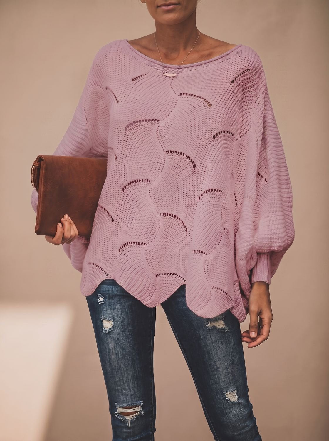 Frieda Oversized Hollow-Out Knit Sweater