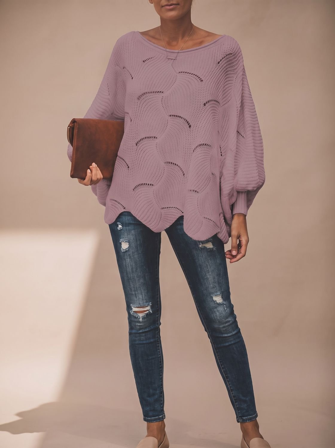Frieda Oversized Hollow-Out Knit Sweater