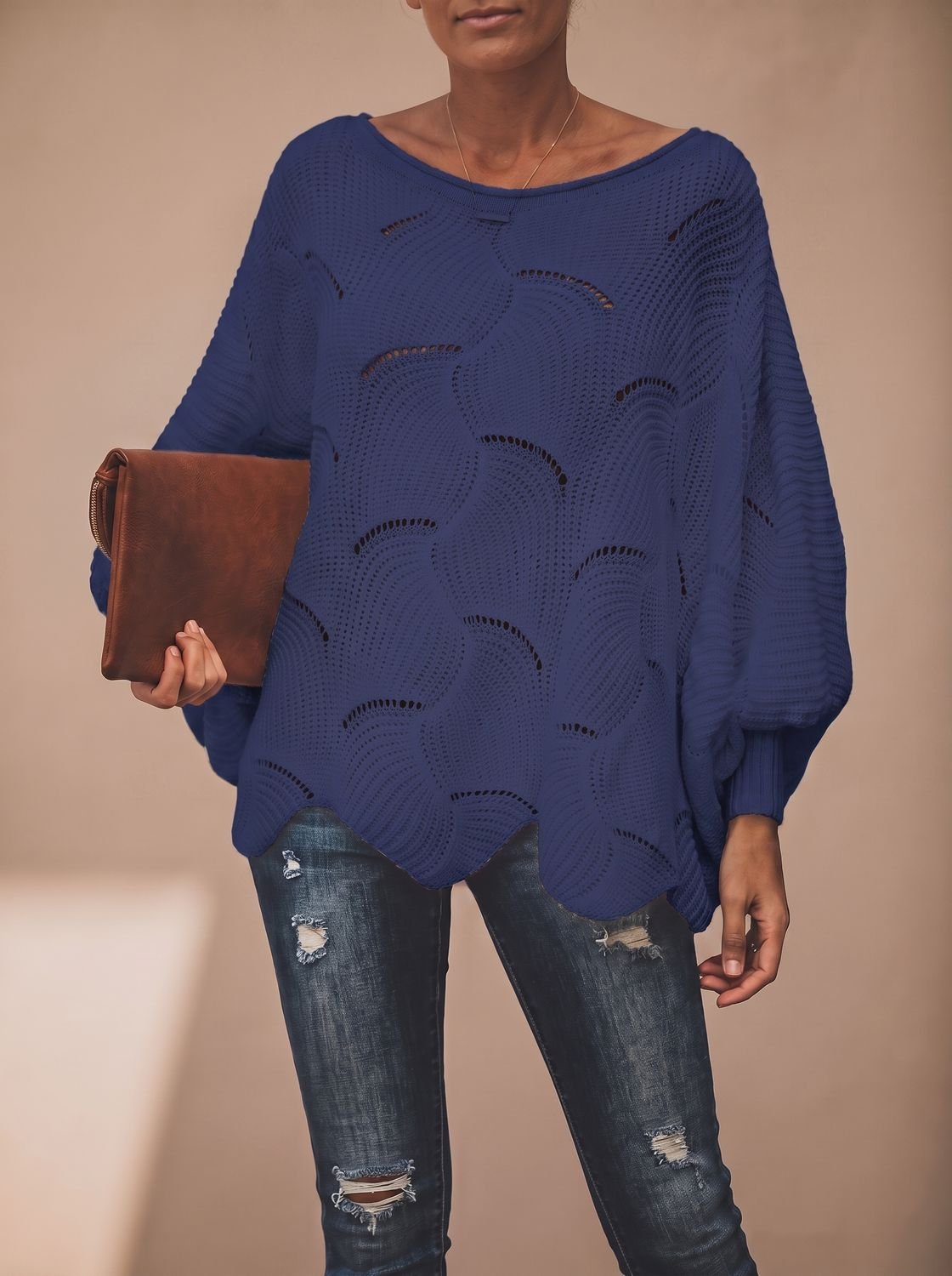 Frieda Oversized Hollow-Out Knit Sweater