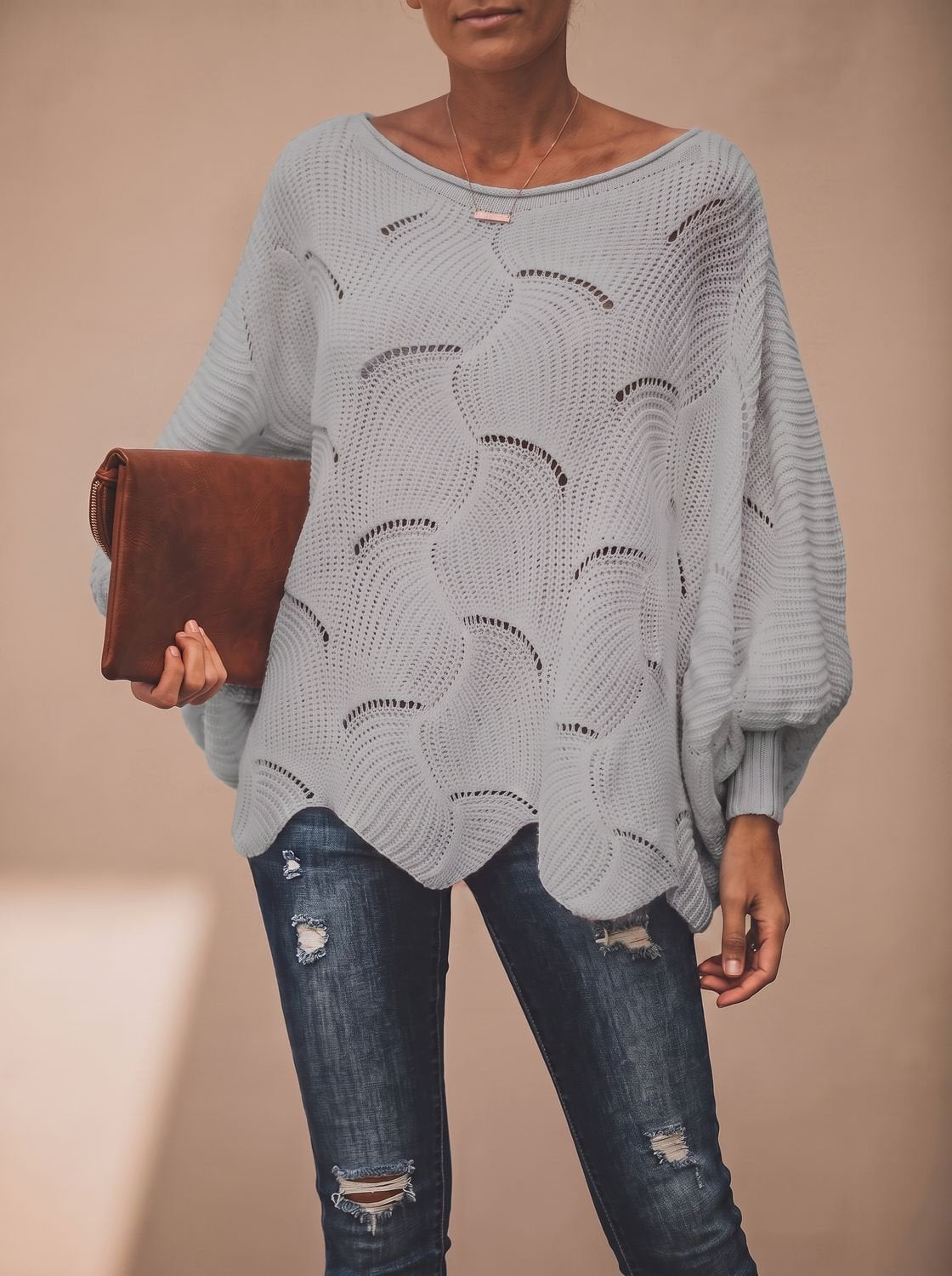 Frieda Oversized Hollow-Out Knit Sweater