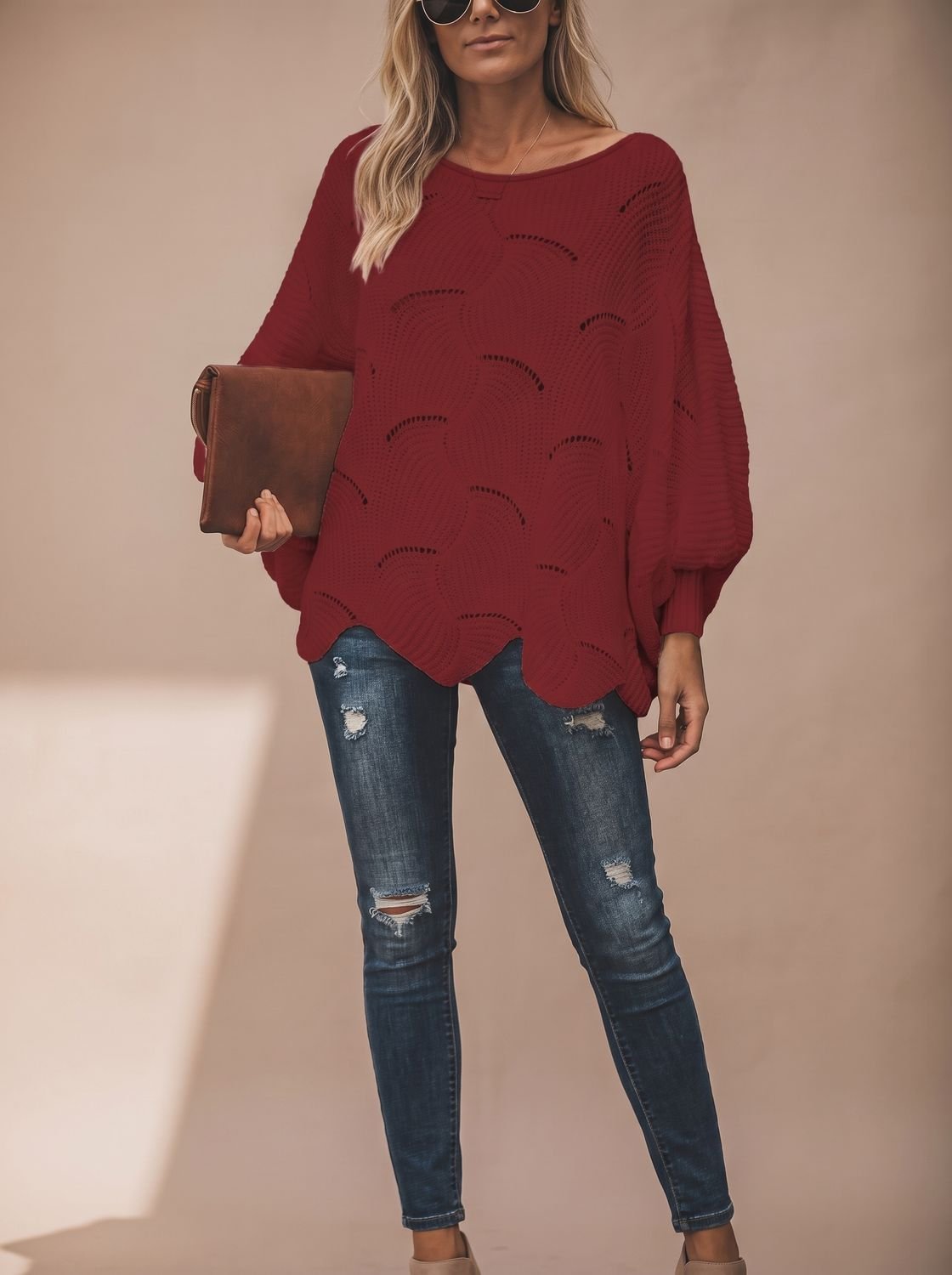 Frieda Oversized Hollow-Out Knit Sweater