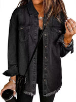 Charlotte Oversized Fringe-Hem Denim Jacket