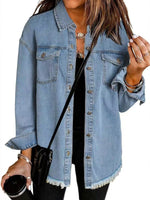 Charlotte Oversized Fringe-Hem Denim Jacket