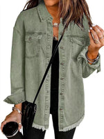 Charlotte Oversized Fringe-Hem Denim Jacket