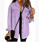 Charlotte Oversized Fringe-Hem Denim Jacket