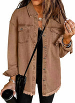 Charlotte Oversized Fringe-Hem Denim Jacket