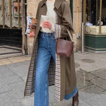 Marie Oversized Plaid-Lined Long Trench Coat