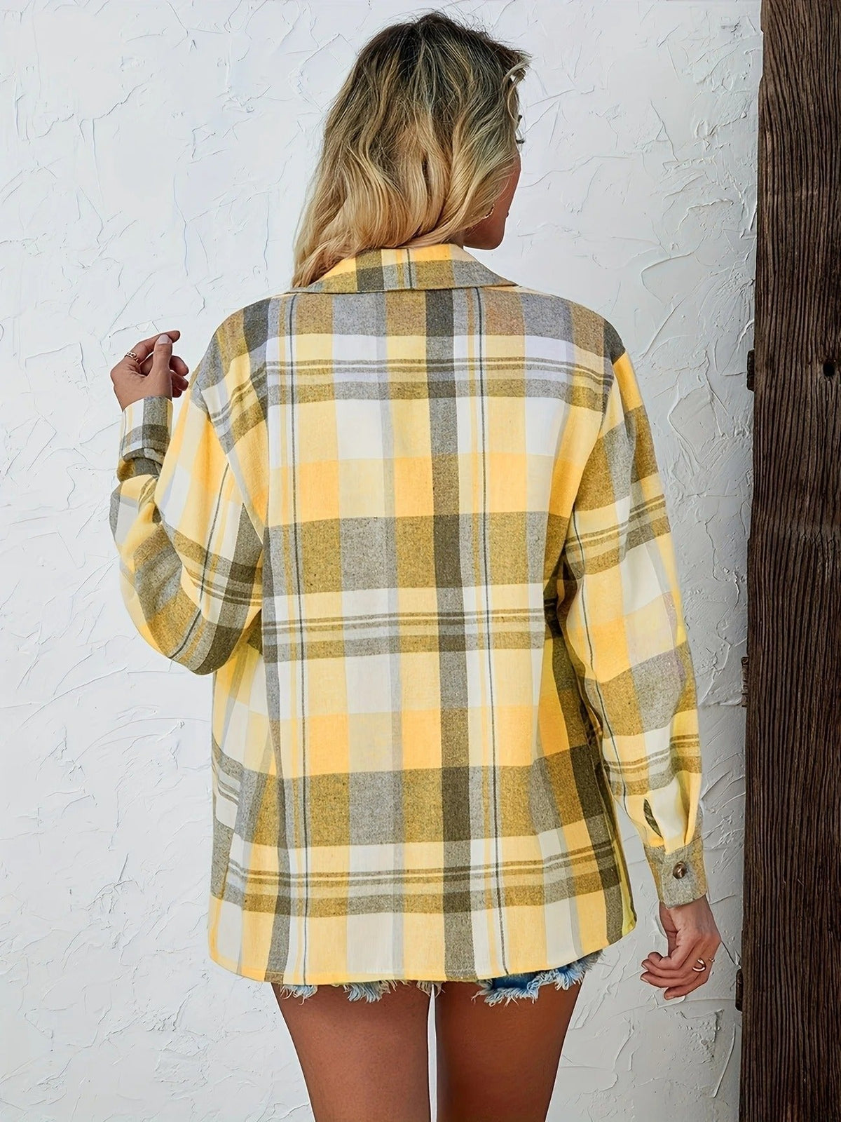 Mia Oversized Plaid Flannel Button-Down Shirt
