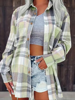 Mia Oversized Plaid Flannel Button-Down Shirt