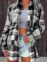 Mia Oversized Plaid Flannel Button-Down Shirt