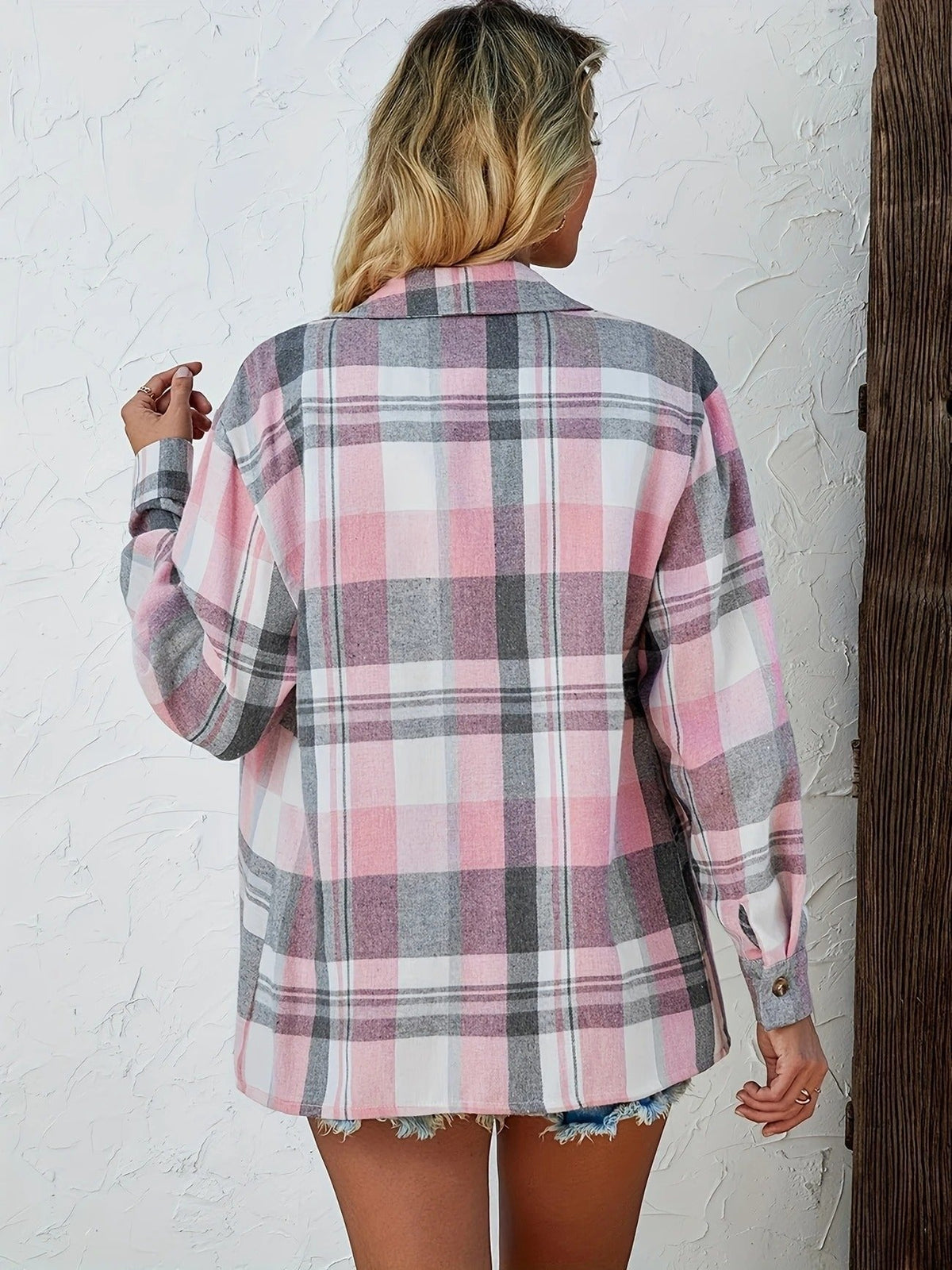 Mia Oversized Plaid Flannel Button-Down Shirt