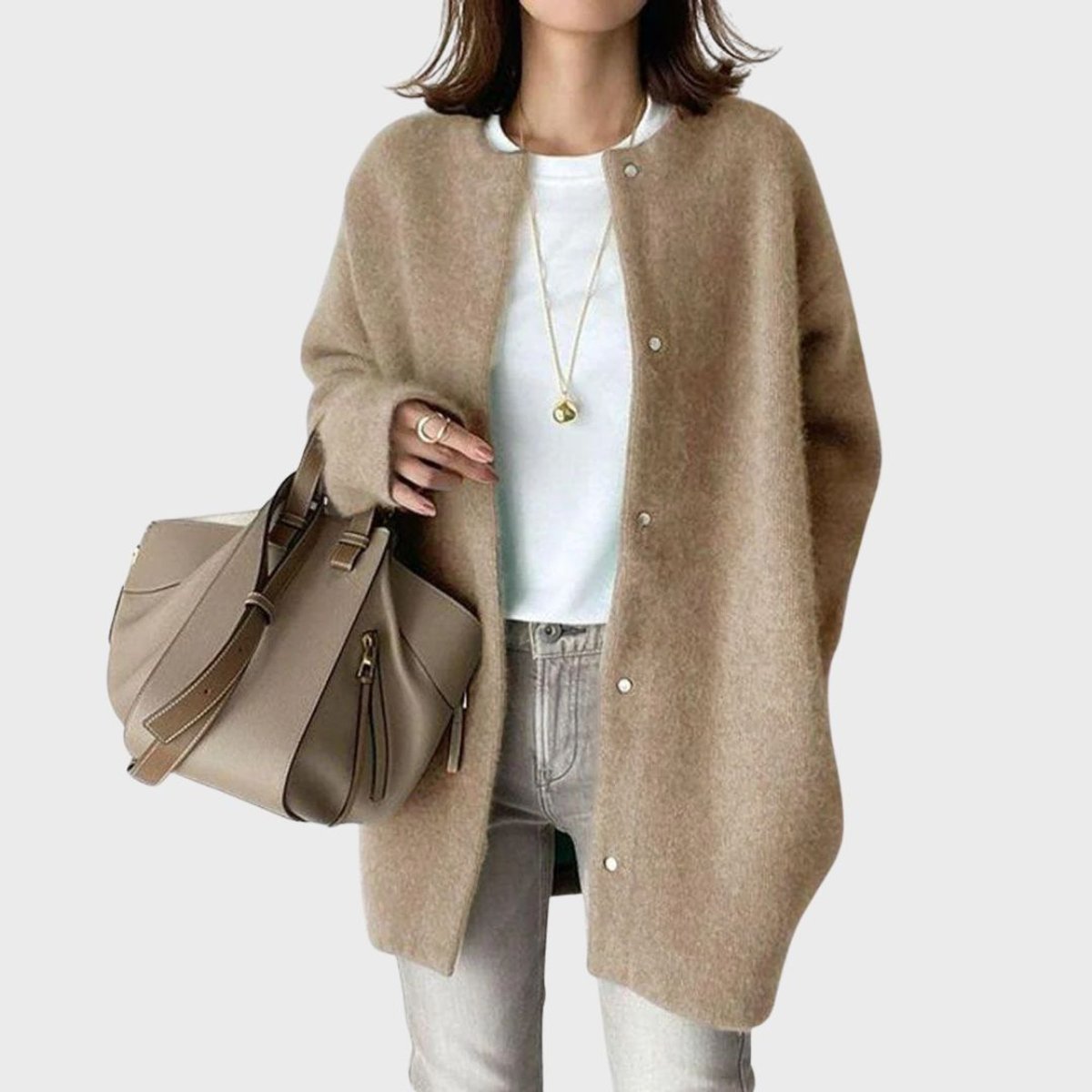 Clara Oversized Cashmere Cardigan with Snap Buttons
