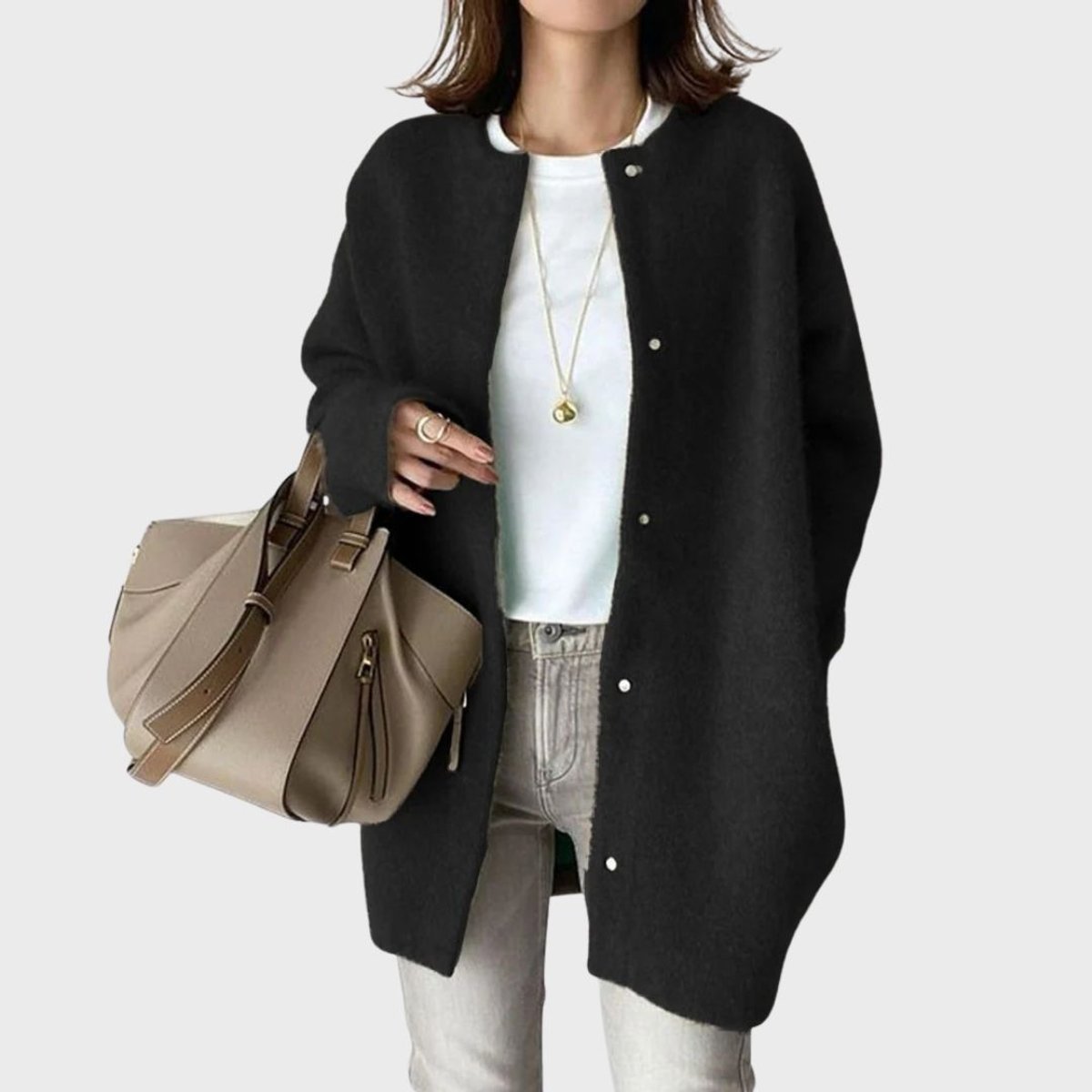 Clara Oversized Cashmere Cardigan with Snap Buttons