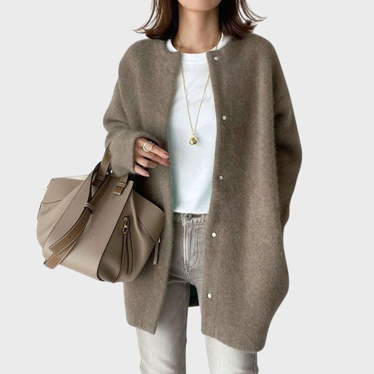Clara Oversized Cashmere Cardigan with Snap Buttons