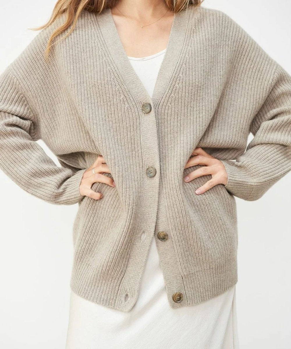 Lena Oversized Cashmere V-Neck Cardigan