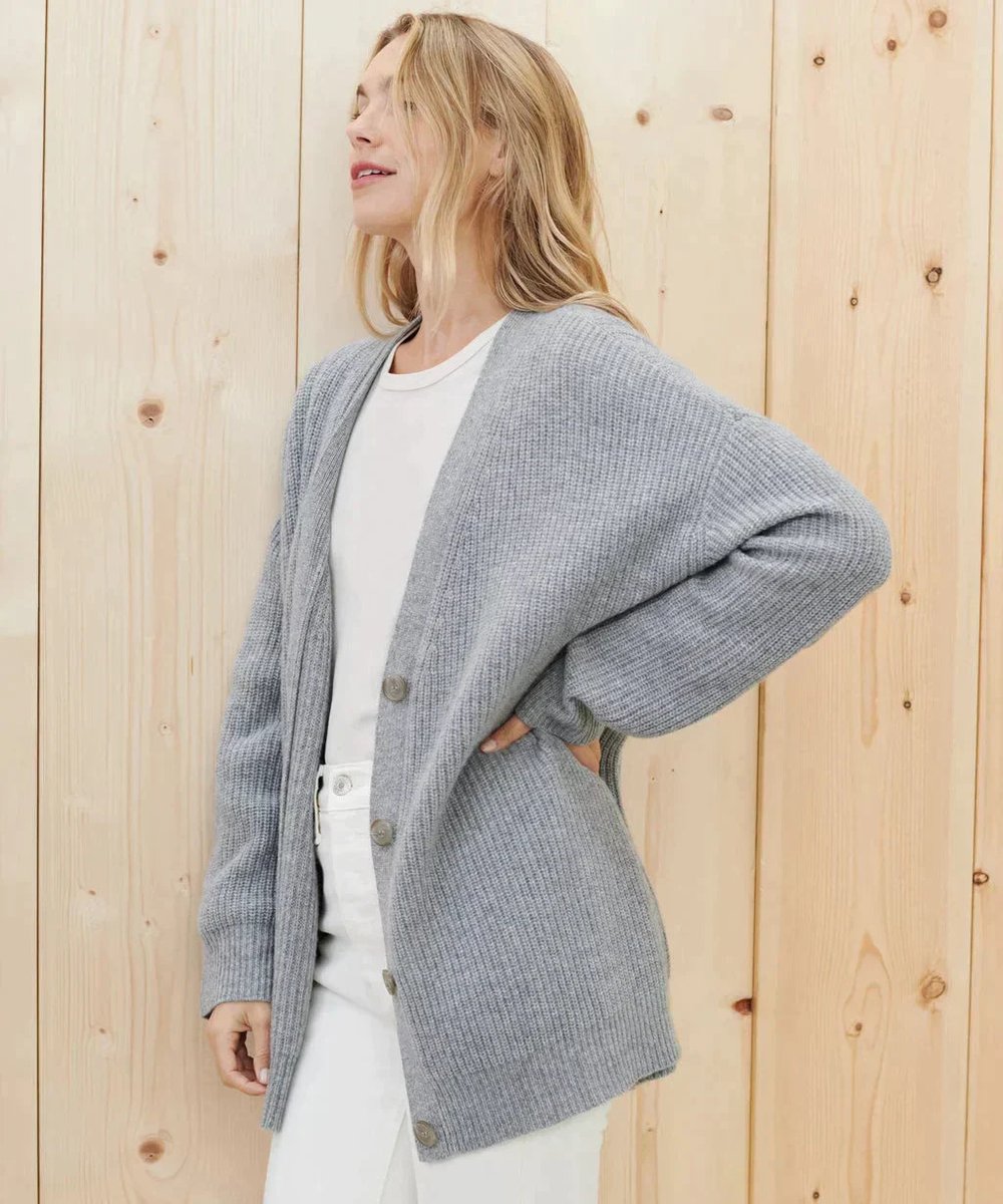 Lena Oversized Cashmere V-Neck Cardigan
