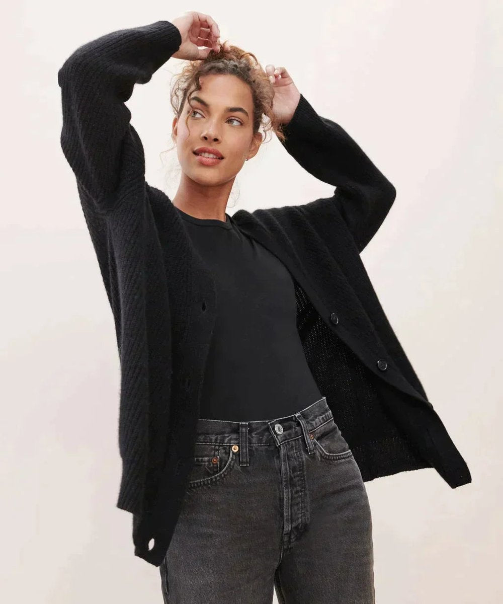 Lena Oversized Cashmere V-Neck Cardigan