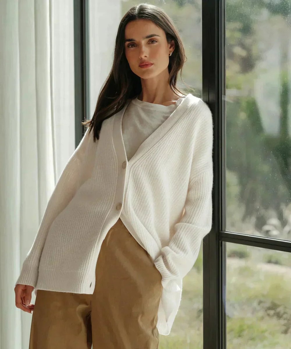 Lena Oversized Cashmere V-Neck Cardigan