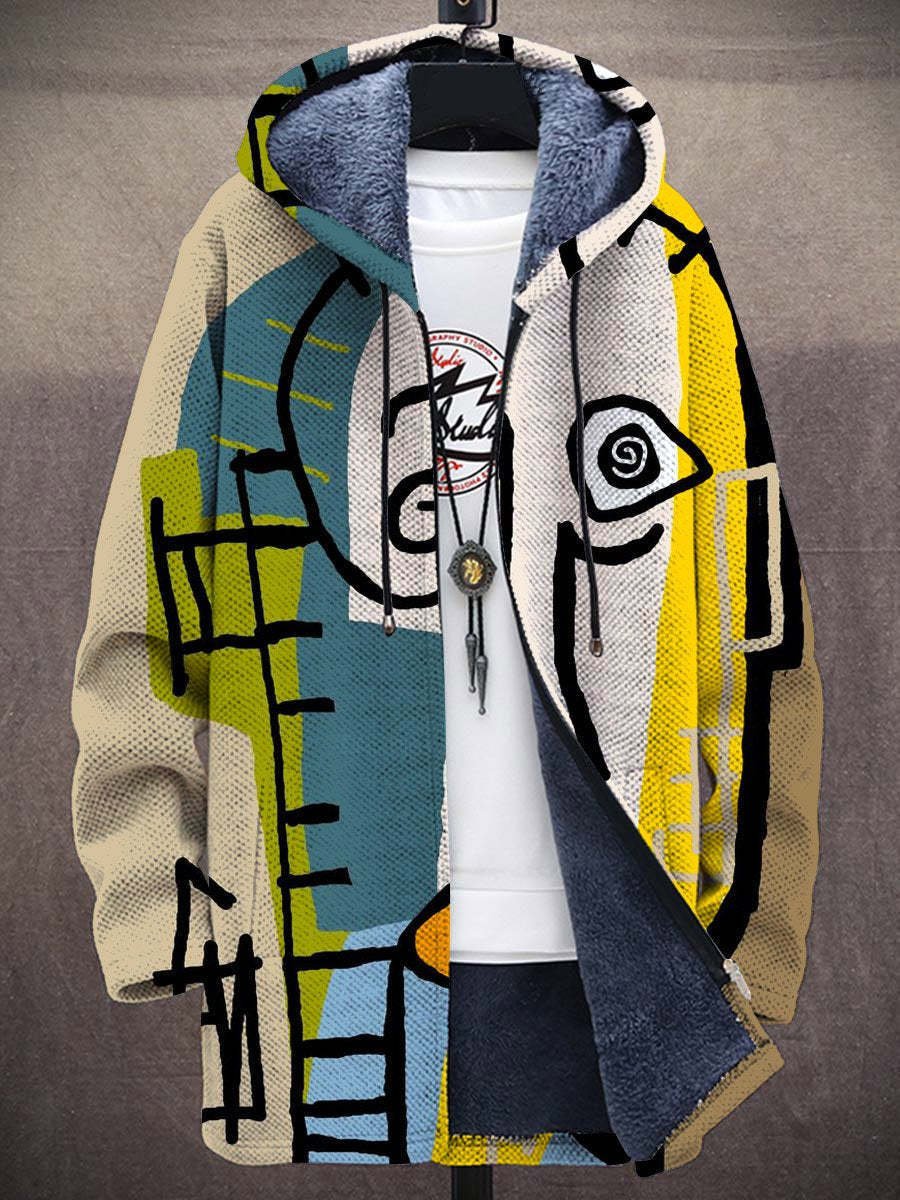 Katharina Oversized Art Print Fleece-Lined Zip Cardigan