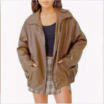 Lena Oversized Faux Leather Bomber Jacket