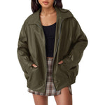 Lena Oversized Faux Leather Bomber Jacket