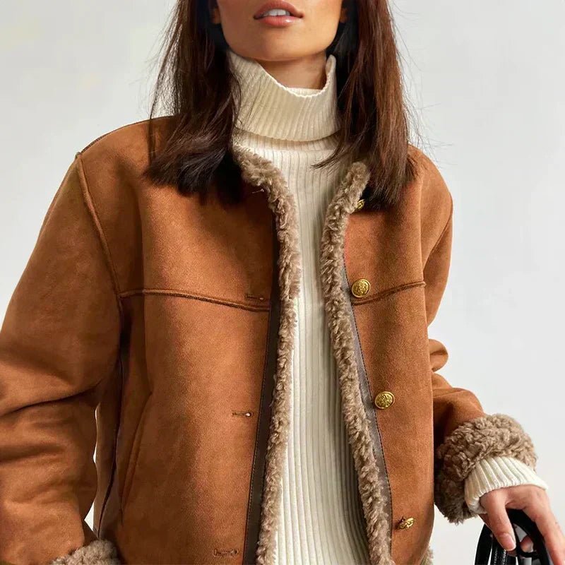 Luisa Oversized Faux Shearling Jacket with Sherpa Lining