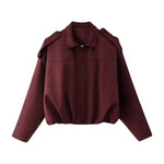 Emilia Oversized Cropped Faux Suede Bomber Jacket