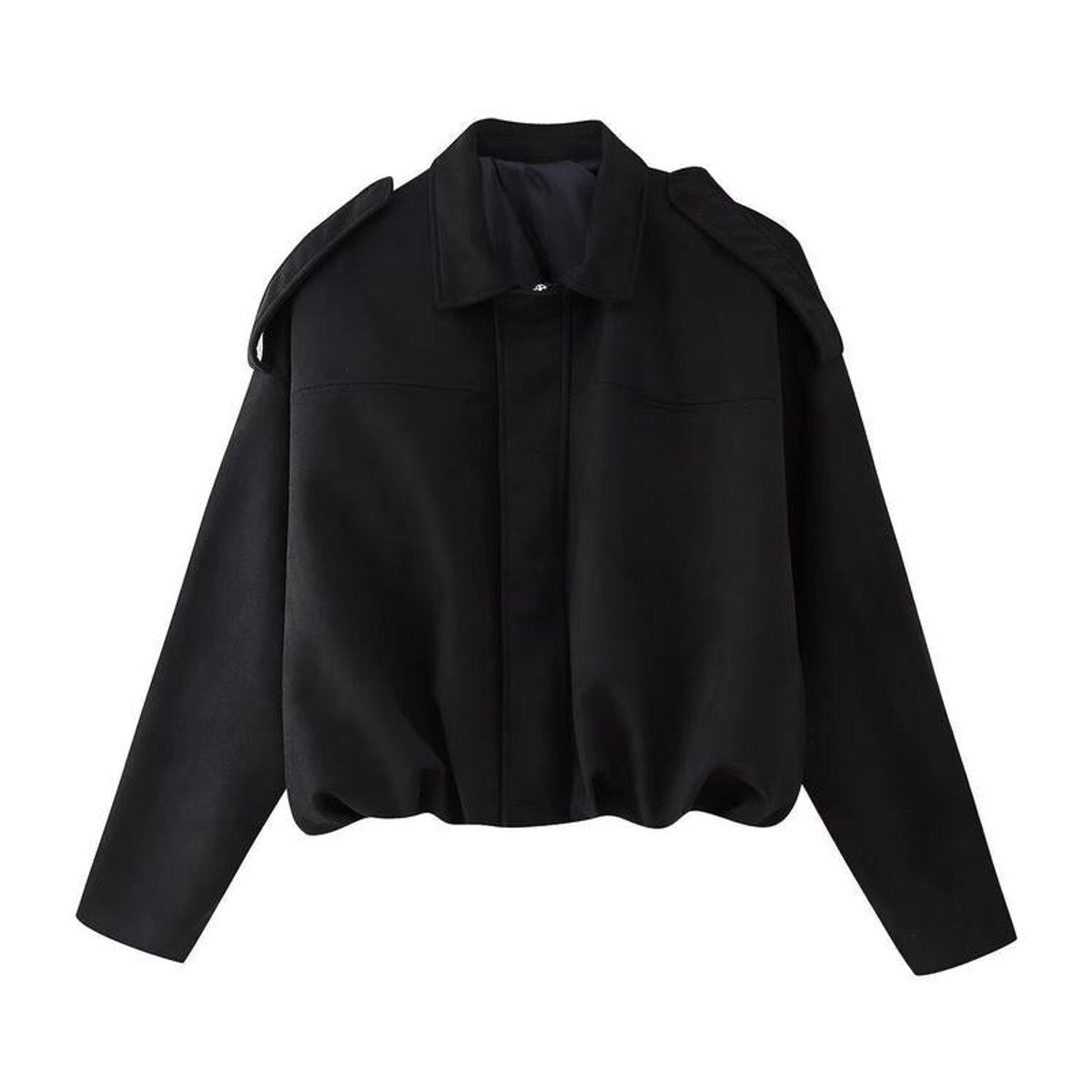 Emilia Oversized Cropped Faux Suede Bomber Jacket