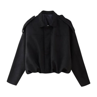 Emilia Oversized Cropped Faux Suede Bomber Jacket