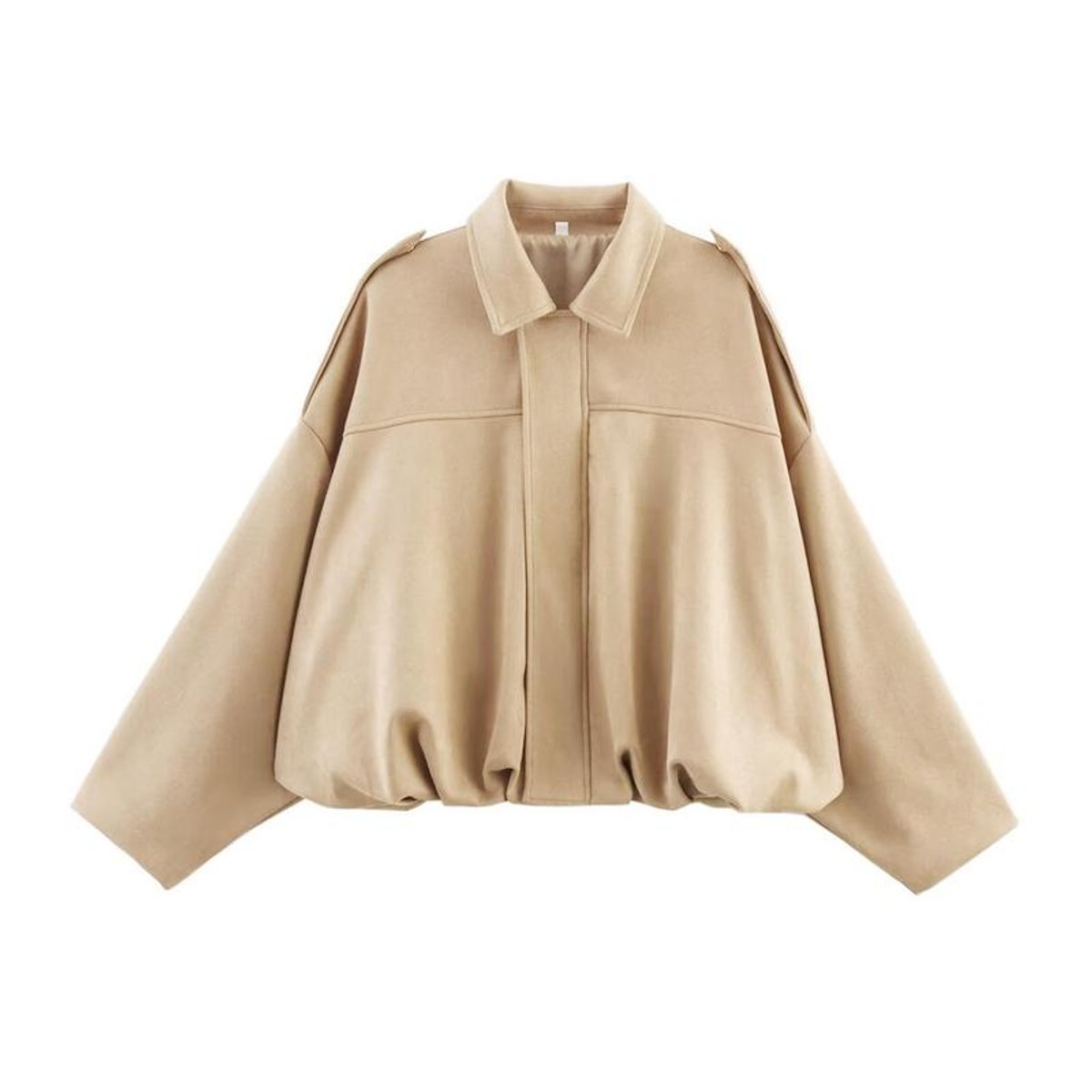 Emilia Oversized Cropped Faux Suede Bomber Jacket