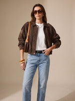 Lena Oversized Cropped Jacket with Metal Buttons