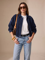 Lena Oversized Cropped Jacket with Metal Buttons