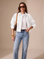 Lena Oversized Cropped Jacket with Metal Buttons