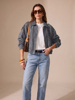Lena Oversized Cropped Jacket with Metal Buttons