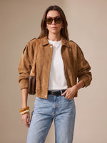 Lena Oversized Cropped Jacket with Metal Buttons