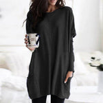 Luisa Oversized Long-Sleeve Tunic Sweater with Pockets