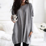 Luisa Oversized Long-Sleeve Tunic Sweater with Pockets