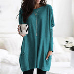 Luisa Oversized Long-Sleeve Tunic Sweater with Pockets