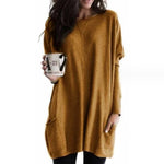Luisa Oversized Long-Sleeve Tunic Sweater with Pockets