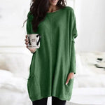 Luisa Oversized Long-Sleeve Tunic Sweater with Pockets