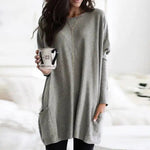 Luisa Oversized Long-Sleeve Tunic Sweater with Pockets