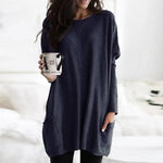 Luisa Oversized Long-Sleeve Tunic Sweater with Pockets