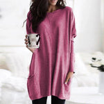 Luisa Oversized Long-Sleeve Tunic Sweater with Pockets