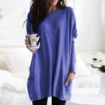 Luisa Oversized Long-Sleeve Tunic Sweater with Pockets