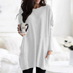 Luisa Oversized Long-Sleeve Tunic Sweater with Pockets
