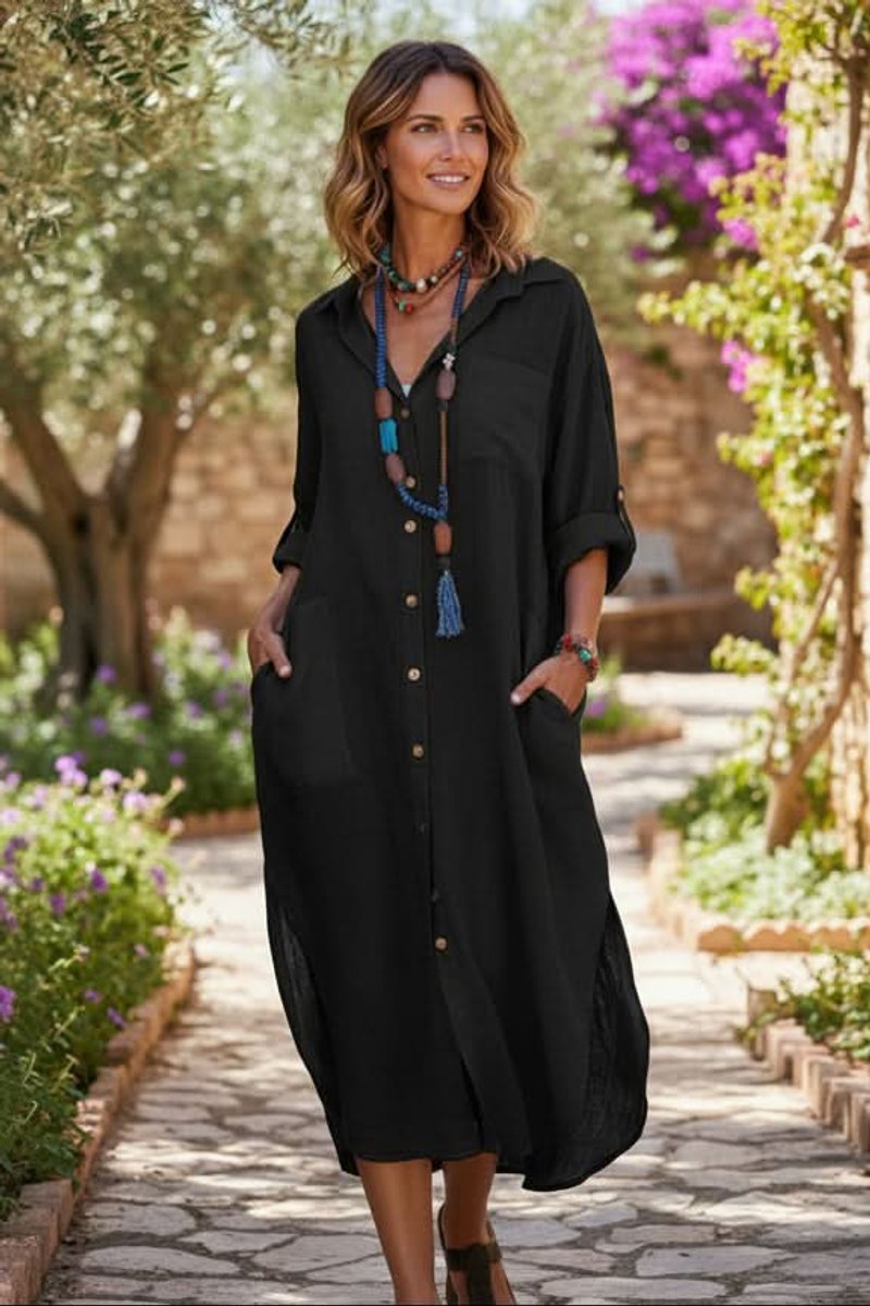 Sophie Oversized Linen Midi Summer Dress