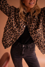 Luisa Oversized Leopard Print Snap Jacket