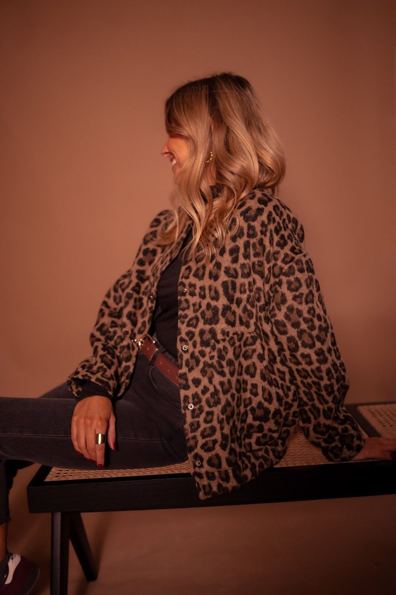 Luisa Oversized Leopard Print Snap Jacket